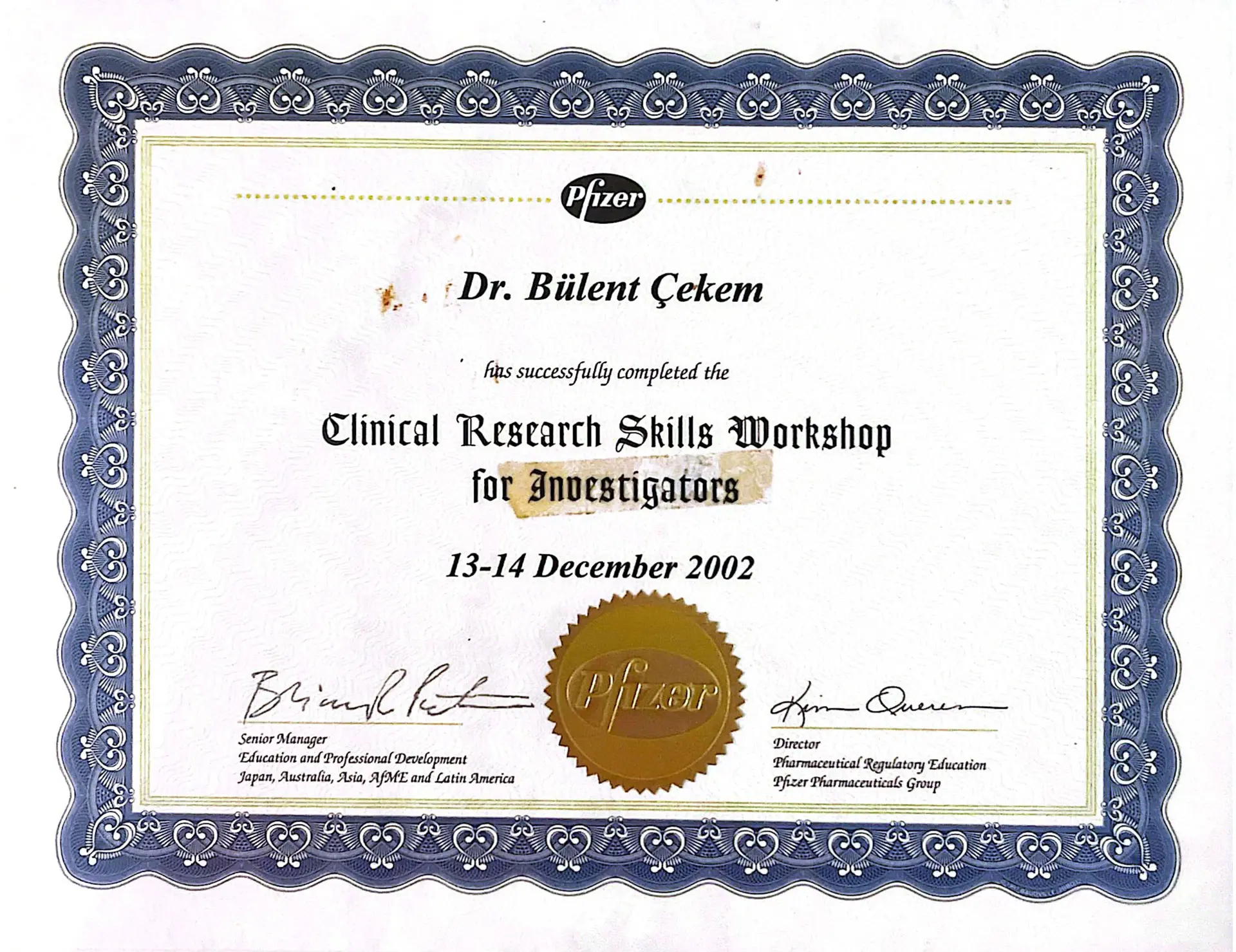 Clinical Research Skills Workshop for Investigators