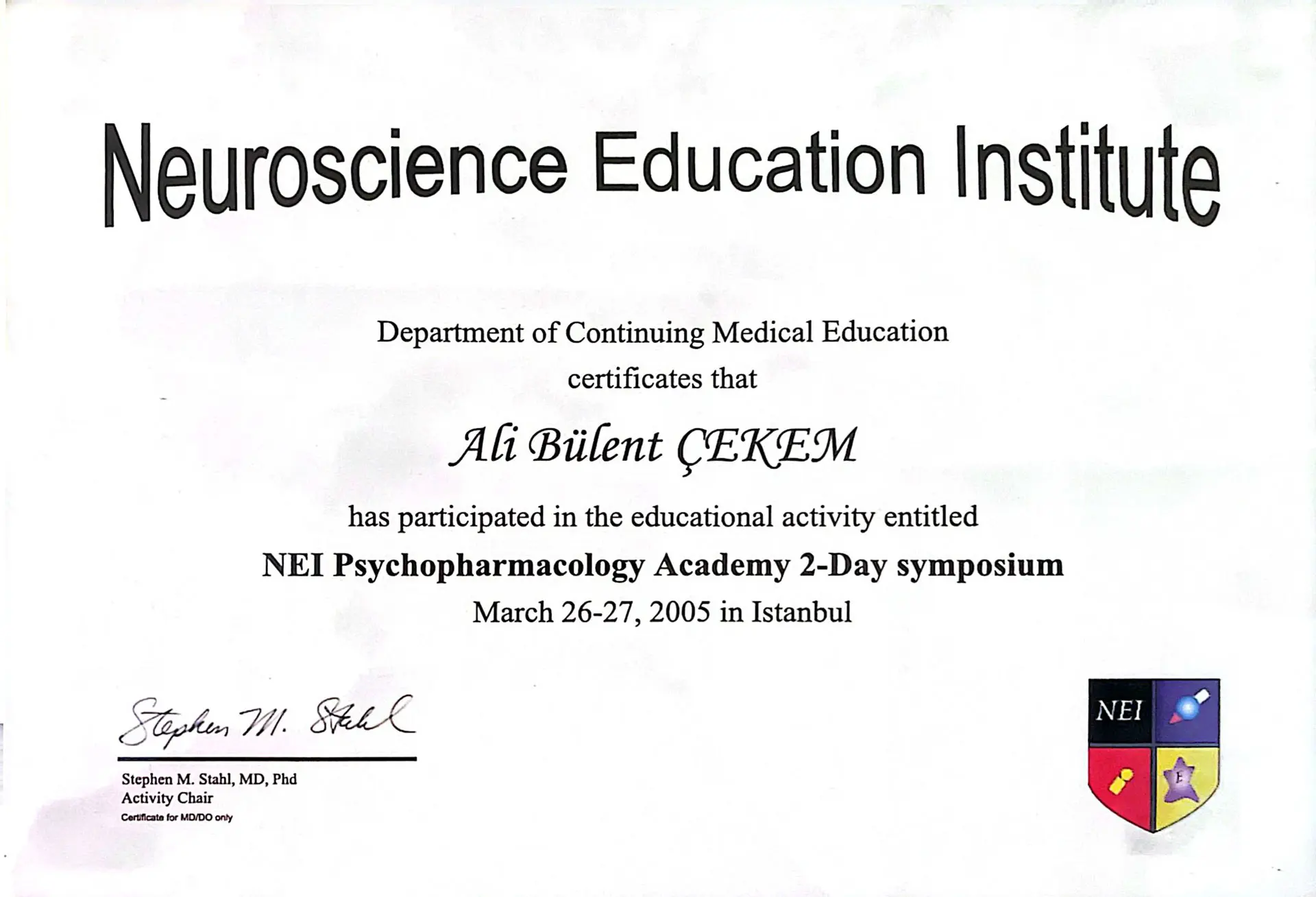 NEI Psychopharmacology Academy · two-day symposium